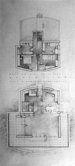 Plans of a residential family house