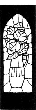 Sketch of a stained glass window with roses
