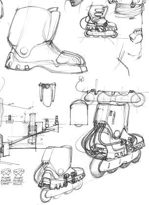 Sketches of Mylny's inline skating boots