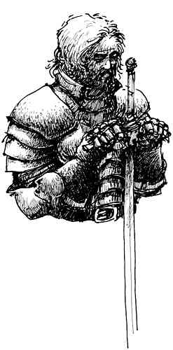 Sketch of  a knight holding a sword