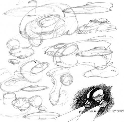 Sketches of various vehicles
